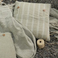 Hand Loom Linen Cushion Cover with White Stripes