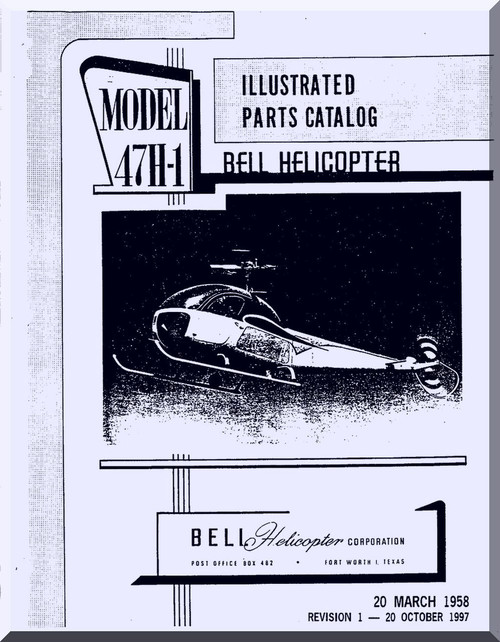 Bell Helicopter 47 H1 illustrated parts Catalog Manual 1958