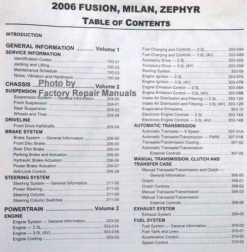 2016 Ford Fusion Mercury Milan Service Manual