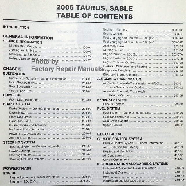 2005 taurus owners manual
