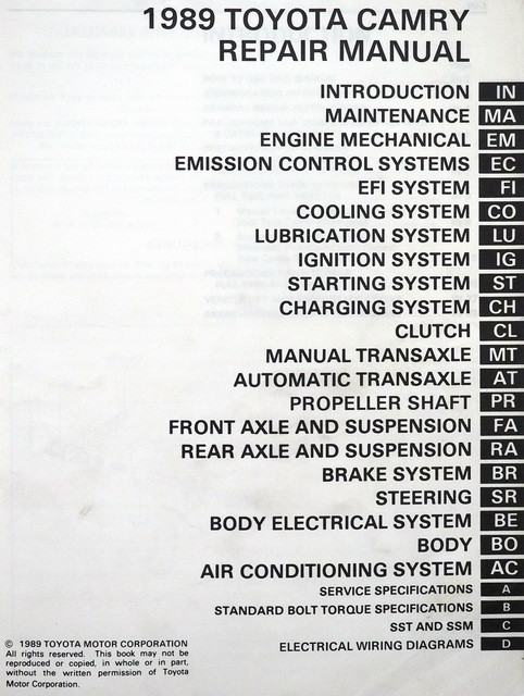 1989 camry manual repair toyota #5