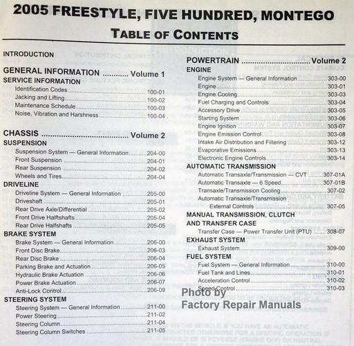 Service Manual PDF: [2005 ford five hundred transmission ...