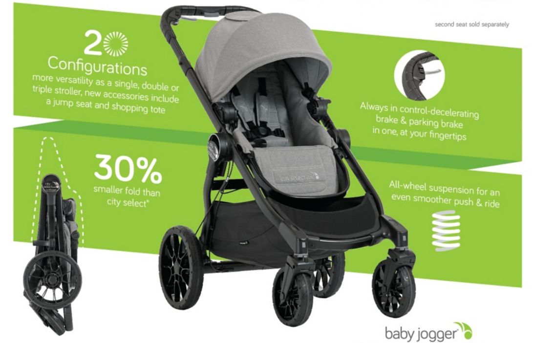 Baby Jogger City Select LUX Stroller 2017 in Slate Gray Ships Now