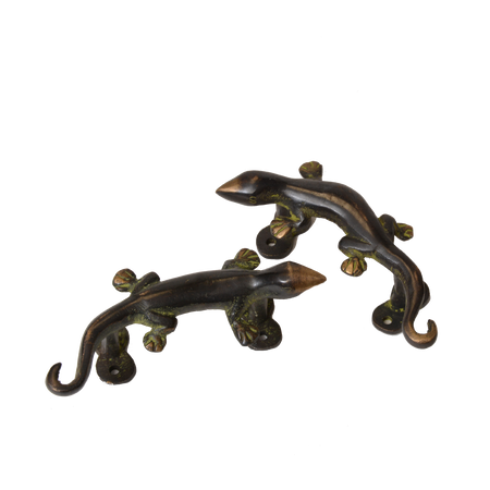Pair of Brass Black Lizard Door Handles Pair of Brass Black Lizard Door Handles