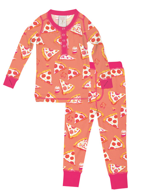 long johns, kids long johns, pizza pajamas, kids pjs, kids pajamas