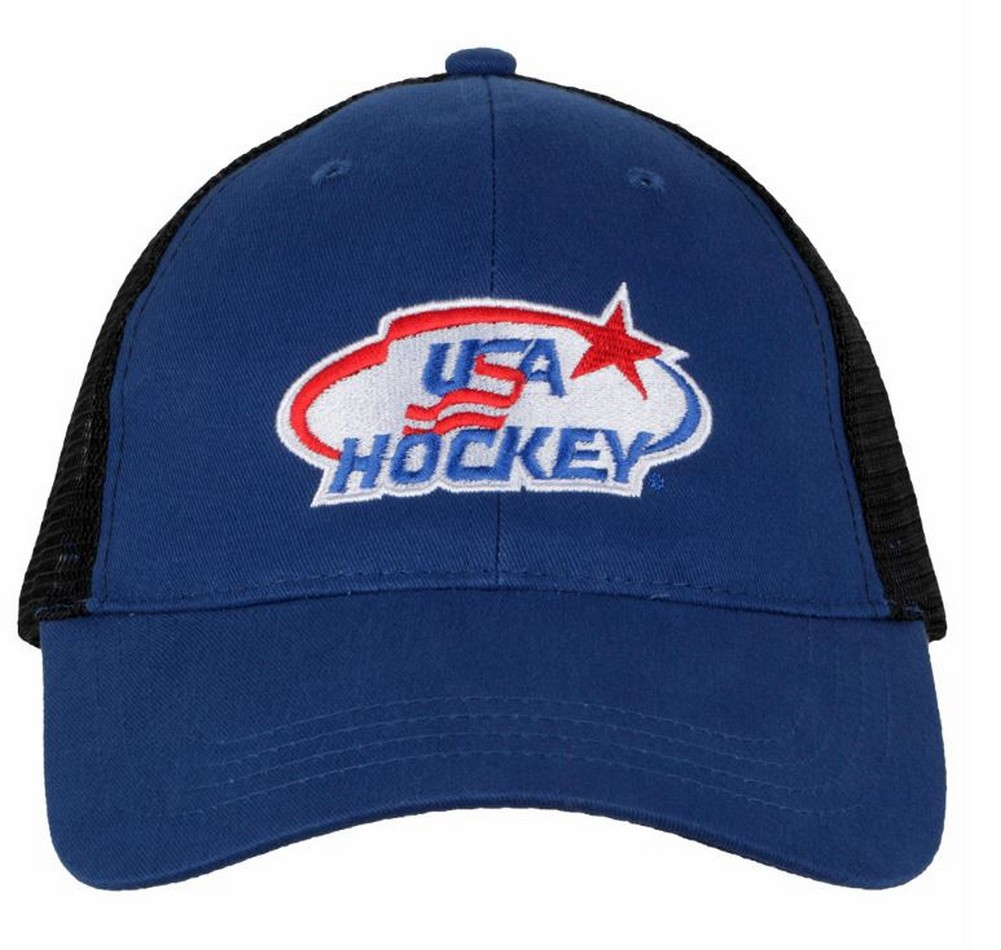 USA Hockey Adult Ice Hockey USA Logo Trucker Cap Hat, Royal Snap Back H16620 Sports Diamond