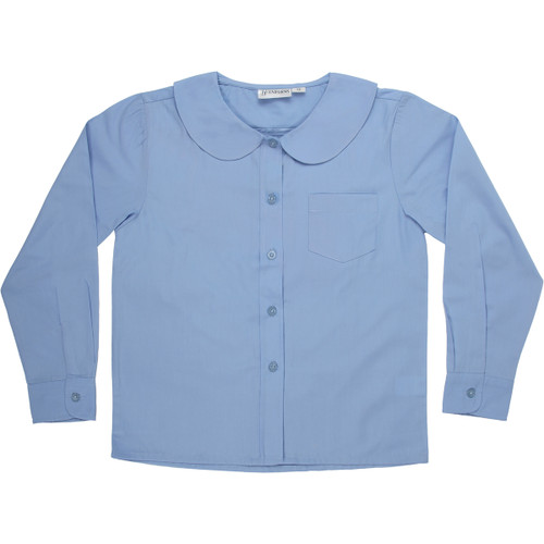 Girls Peter Pan Blouse Long Sleeve Color Blue (ADV)
