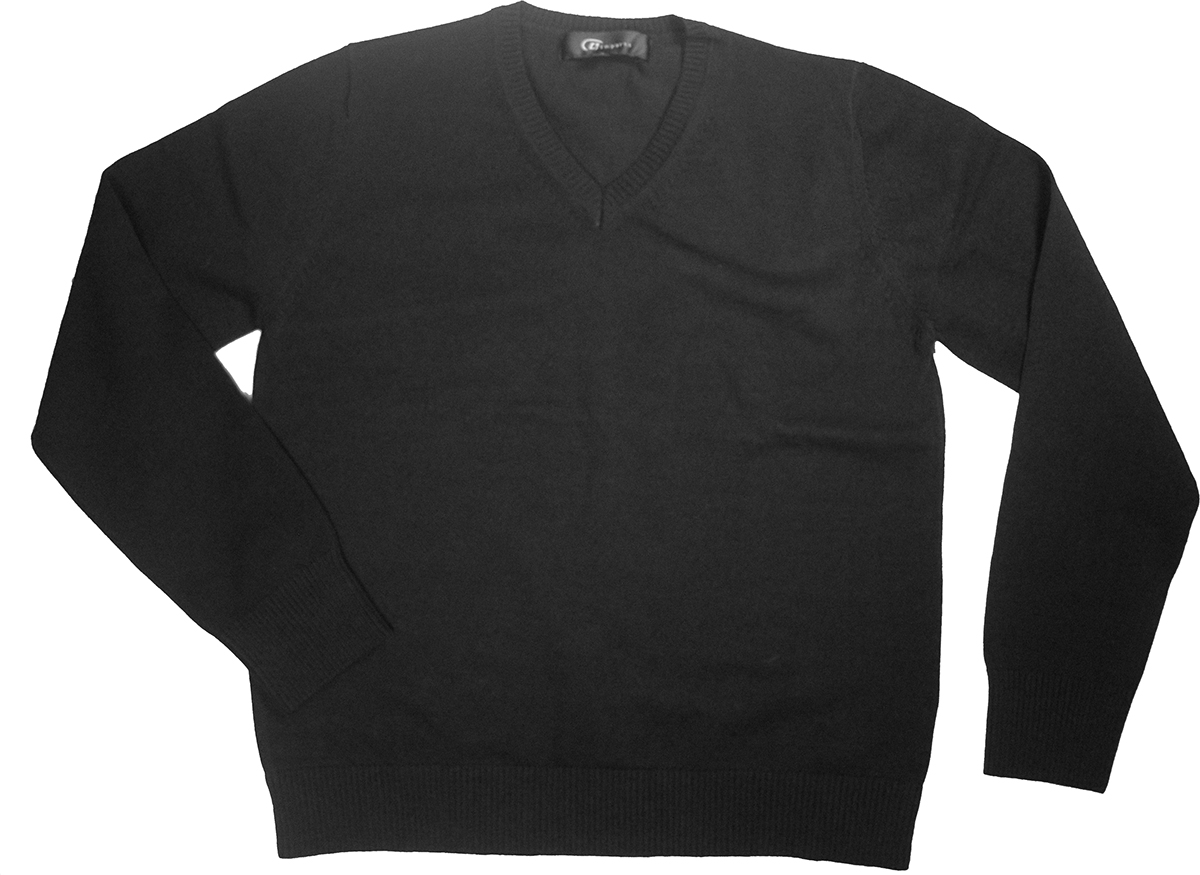 Girls Sweater V-Neck Pullover Long Sleeves Black 100% Cotton ...