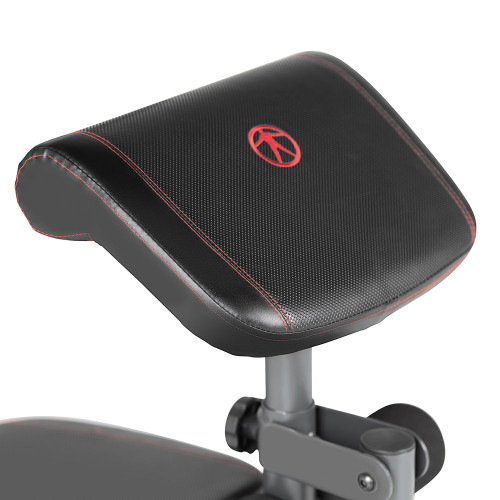 The Marcy 150 lb Stack Home Gym MWM-990 includes a preacher curl pad