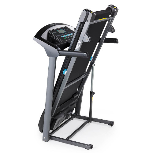 The Marcy Motorized Folding Treadmill JX-650W folds to save space