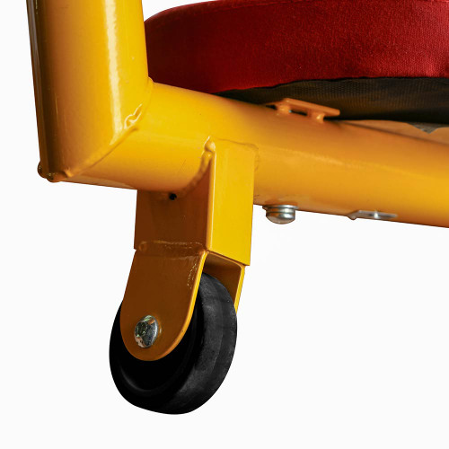 The  Gym Dandy Spinning Teeter Totter TT-360 Seesaw has wheels to keep the fun spinning