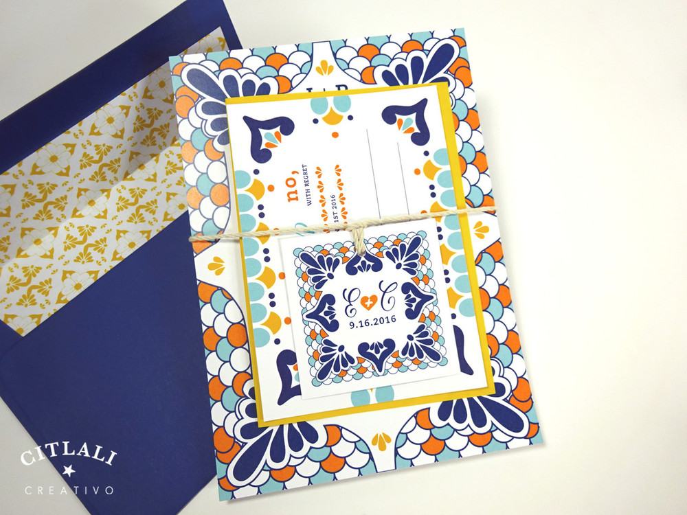 Colorful Talavera Spanish Tile Wedding Invitations