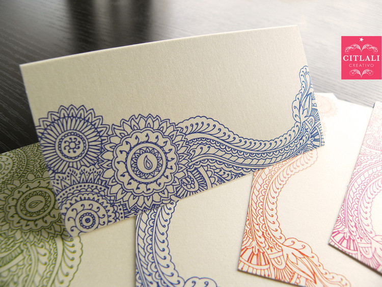 Paisley Henna Tent Place Cards in any colors