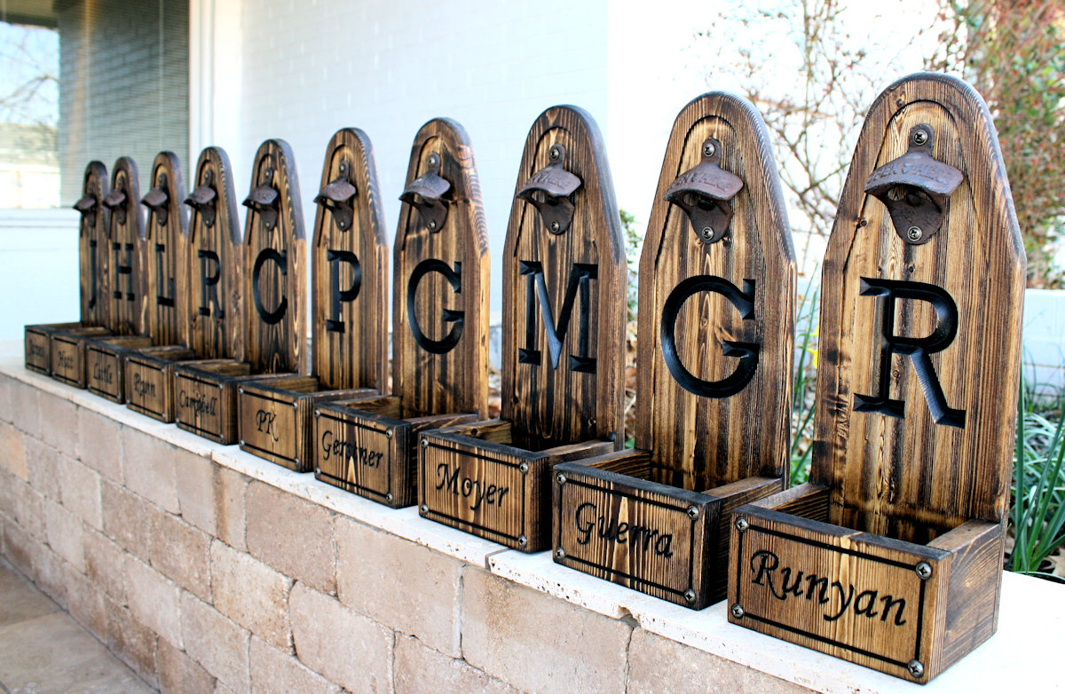Beer Bottle Opener Set with Initial & Names