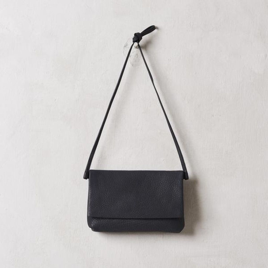 Black Nappa Fold-over Bag