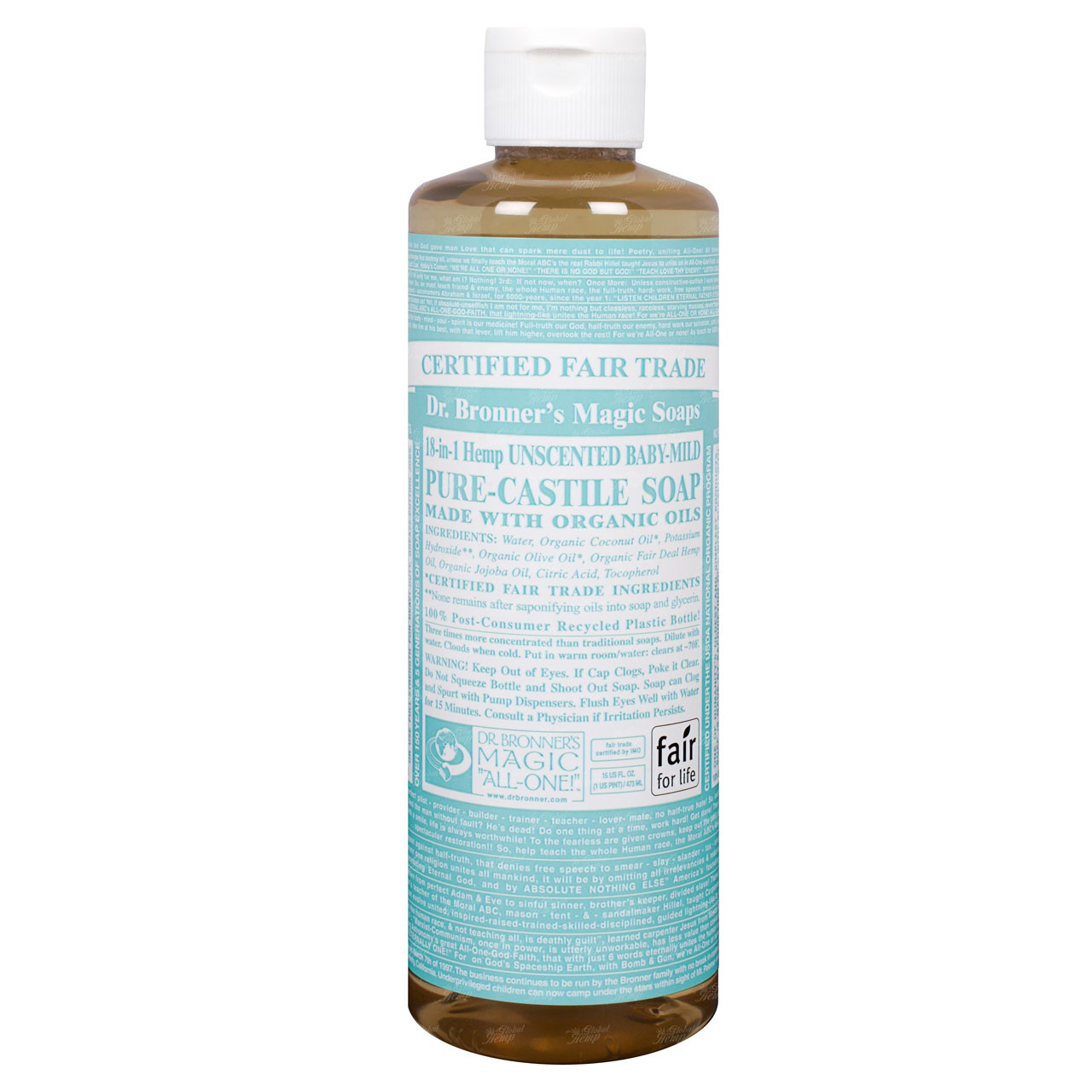 Dr Bronners Unscented Baby Mild Castile Liquid Soap Global Hemp Store