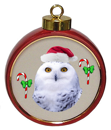 white owl ceramic red drum christmas ornament white owl ceramic red drum christmas ornament