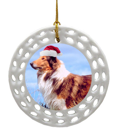 collie porcelain christmas ornament collie porcelain christmas ornament
