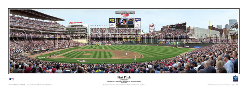 "First Pitch" Minnesota Twins at Target Field Panoramic Poster "First Pitch" Minnesota Twins at Target Field Panoramic Poster