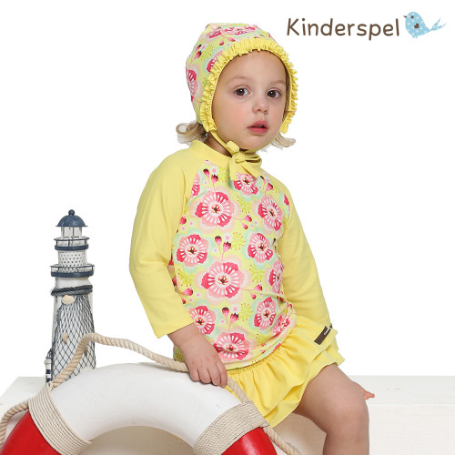THREE-PIECE RASHGUARD SWIMSUIT - FLOWER CLUSTER