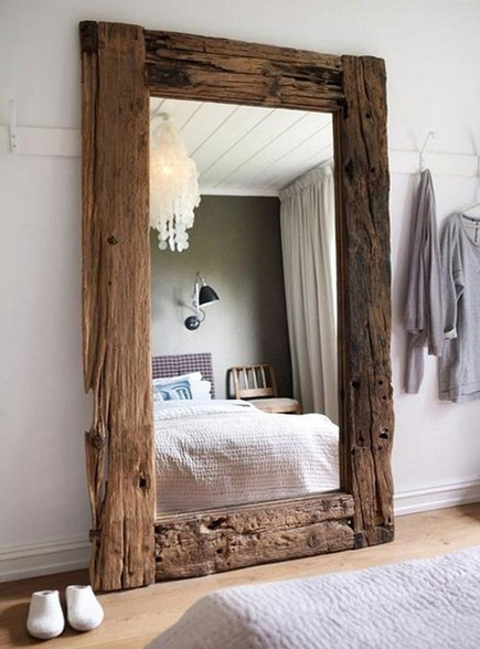 rustic lean to wood framed mirrors - ... Full Length Rustic Wood Mirror. Image 1