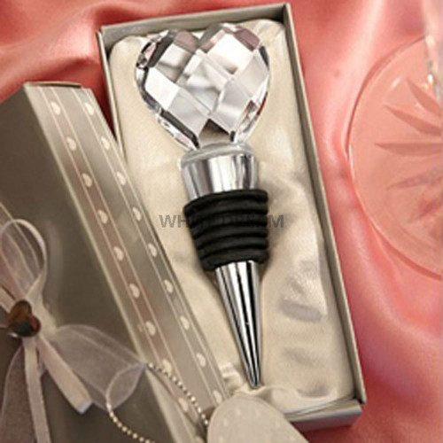 Chrome Wine Bottle Stopper - Crystal Heart Design Chrome Wine Bottle Stopper - Crystal Heart Design