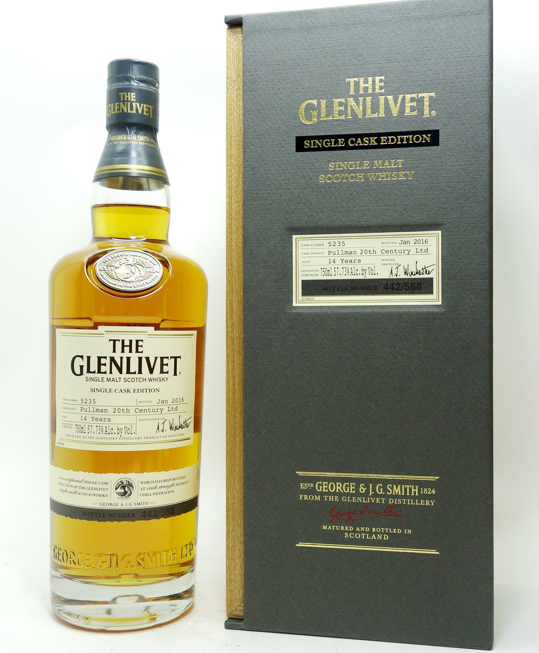 THE GLENLIVET SINGLE CASK EDITION SCOTCH WHISKY 14 YEARS PULLMAN 20TH