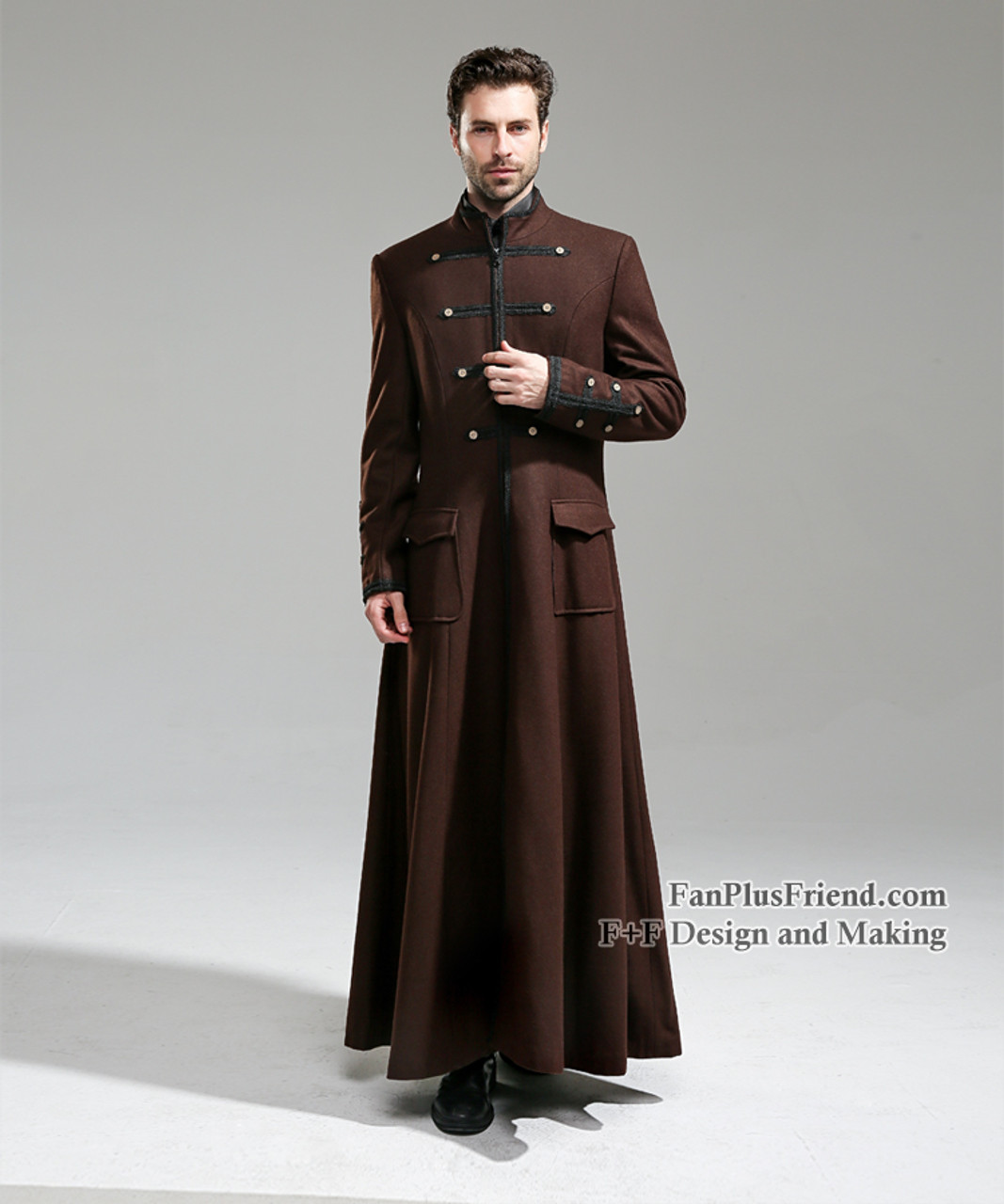 Steampunk Gothic Dandy Long Wool Coat for Man Unisex Trench