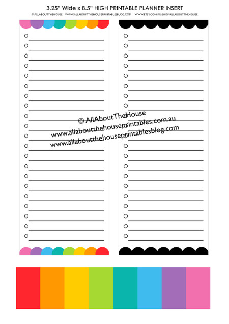 free printable list planner insert rainbow all about planners