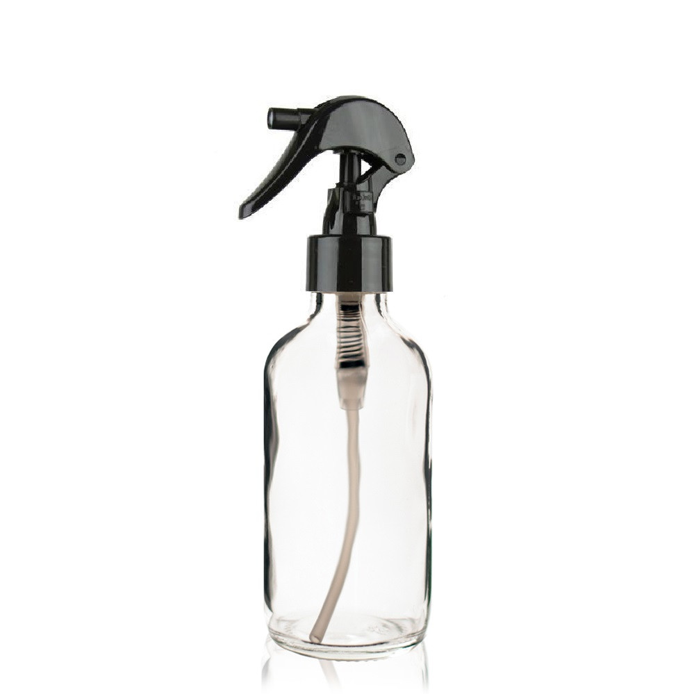 Download 2 oz CLEAR Boston Round Glass Bottle - w/ Black Mini ... Yellowimages Mockups