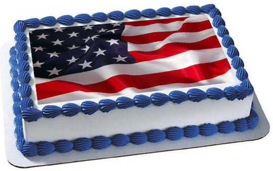 AMERICAN FLAG 1 Edible Birthday Cake Topper