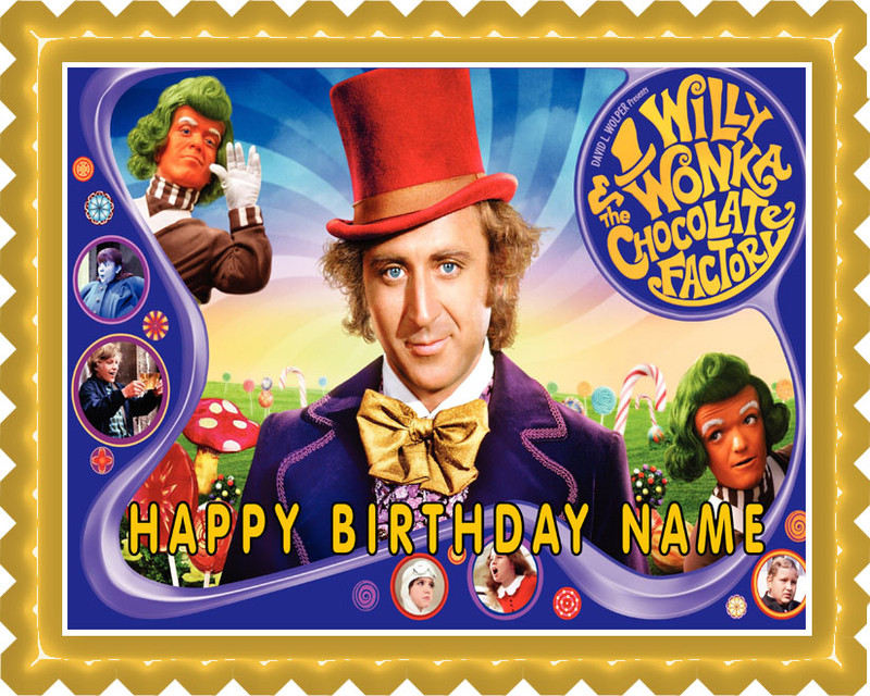Willy Wonka Edible Birthday Cake Topper
