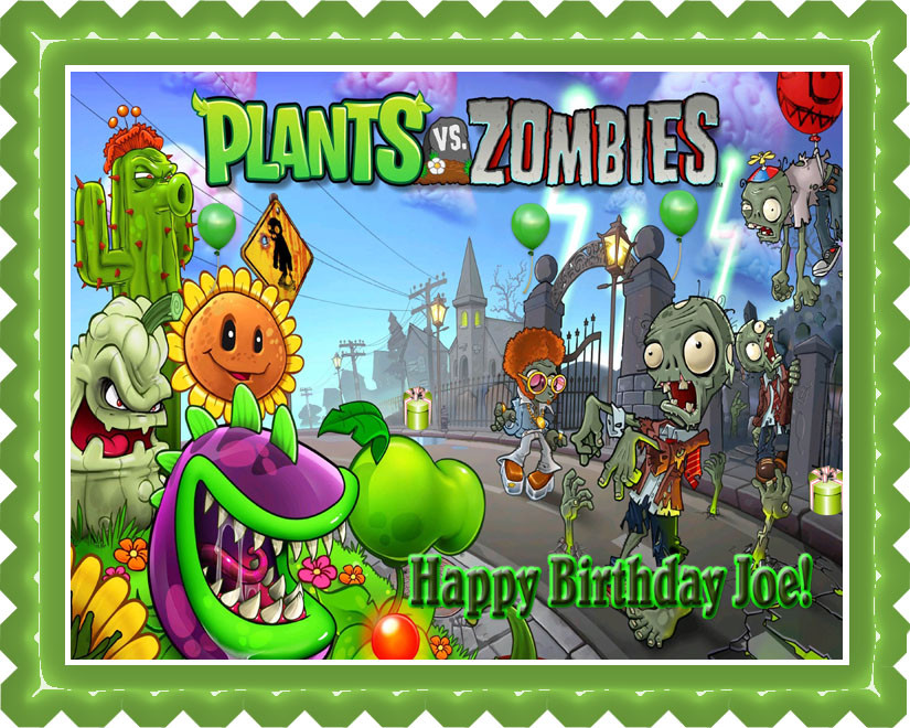 PLANTS vs ZOMBIES 1 Edible Birthday Cake Topper