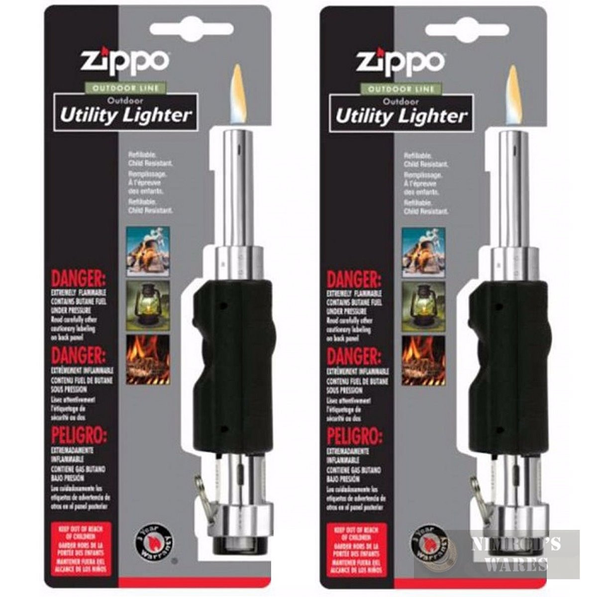 2PACK Zippo Outdoor Utility Lighter Chrome/Blk 121399 Nimrod's Wares