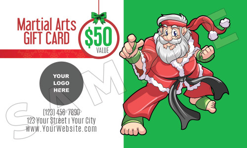 Santa S Martial Arts Holiday Gift Certificate Martial Arts Marketing Martial Arts Gift Certificate Template