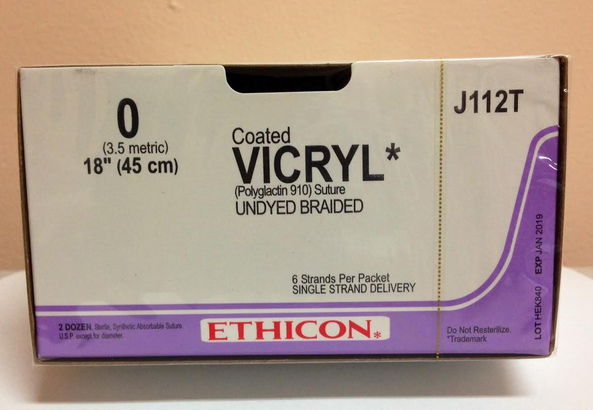 Ethicon J112T Coated VICRYL Suture, SUTUPAK PreCut Sutures, Absorbable, Undyed Braided 618
