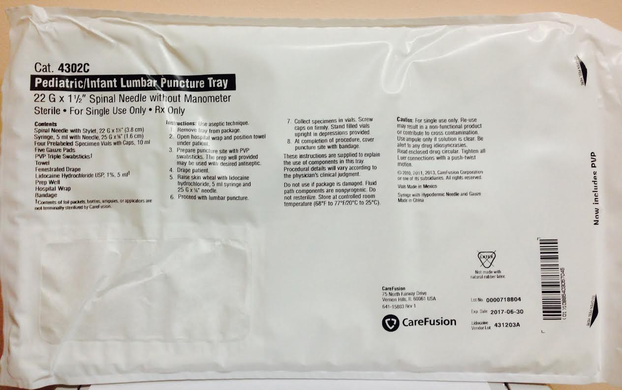 Carefusion 4302C Pediatric Infant Lumbar Puncture Tray