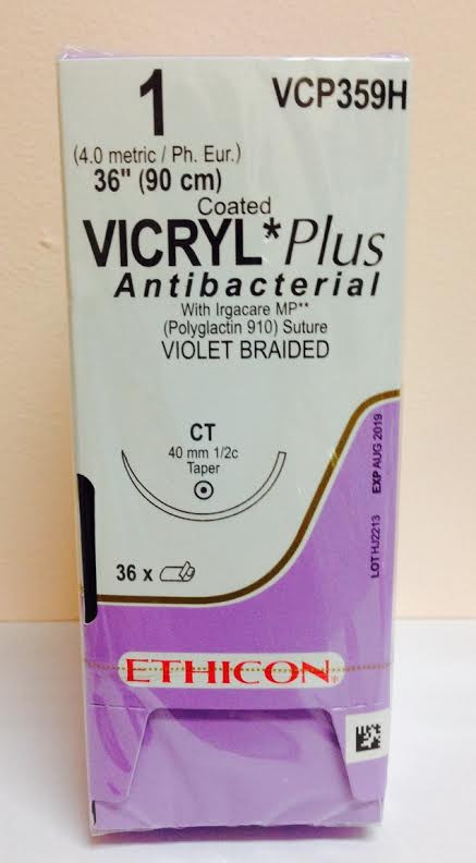 Ethicon Vcp359h Coated Vicryl Plus Suture Absorbable Taper Point Ct