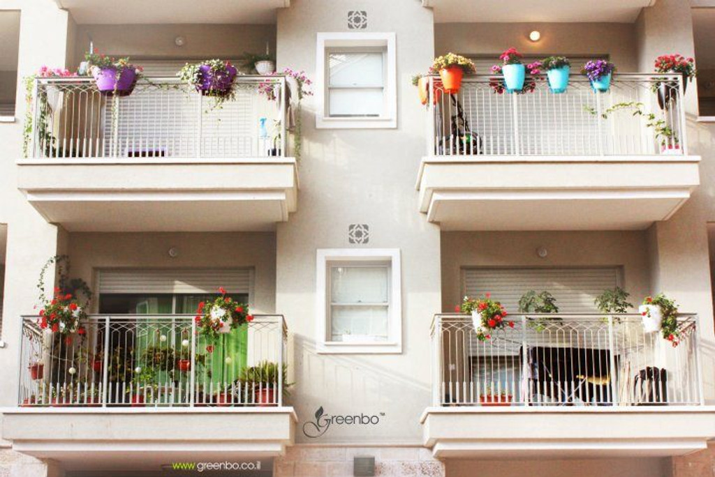 Greenbo large railing planter on balconies.