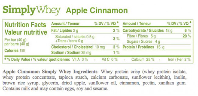 Simply Protein Whey Apple Cinnamon 12 X 40g Bars Noahsnaturalfoodsca 4292