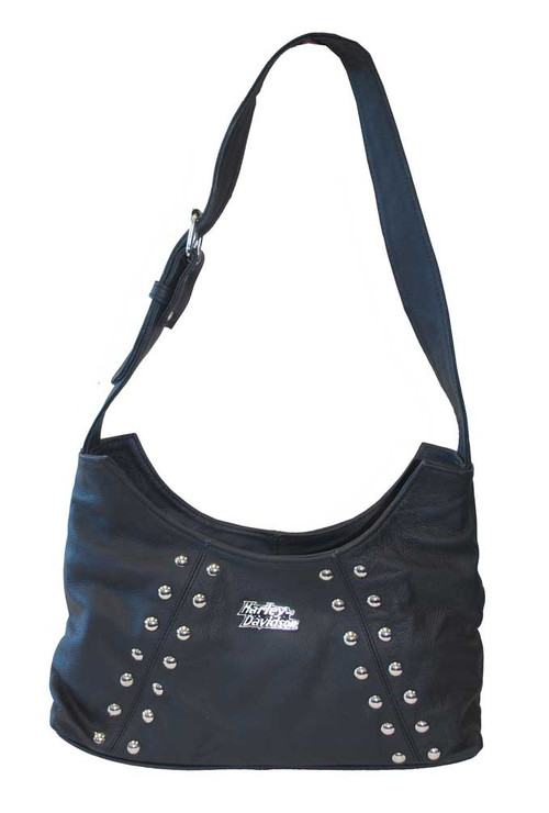 HarleyDavidson® Women's Soft Studded Shoulder Bag Black Leather Purse