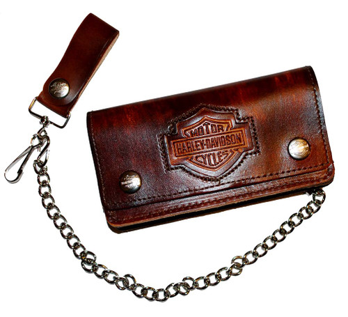 Harley-Davidson® Men's Bar & Shield Biker Chain Wallet Antique Brown