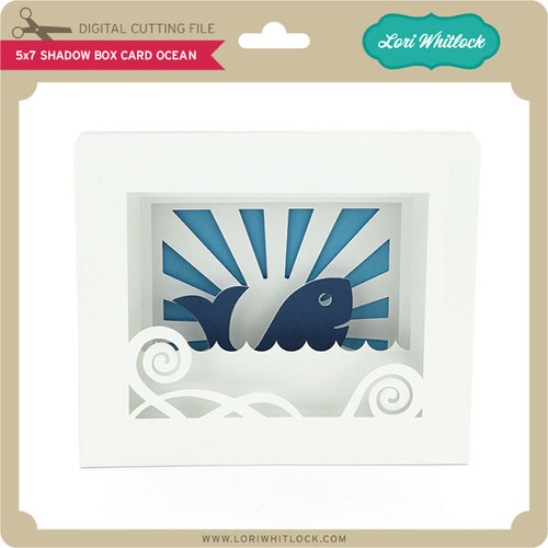 5x7 Shadow Box Card Ocean - Lori Whitlock's SVG Shop