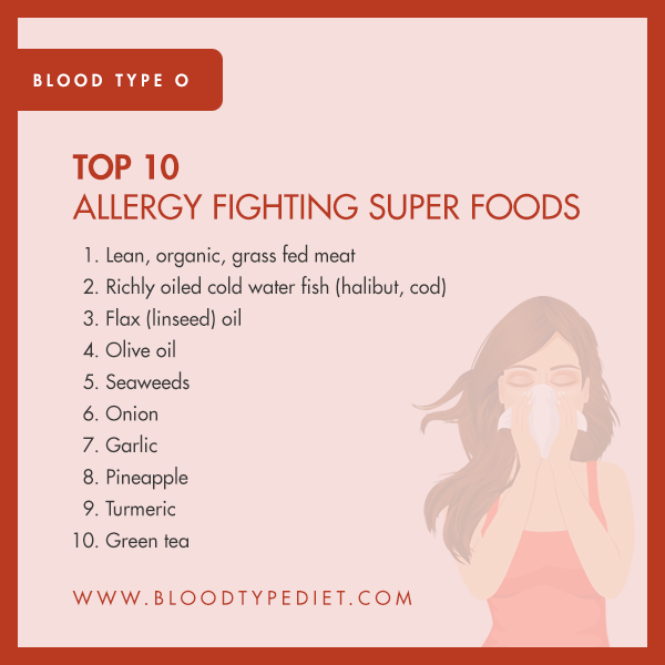 Top 10 Allergy Fighting Super Foods for Blood Type O