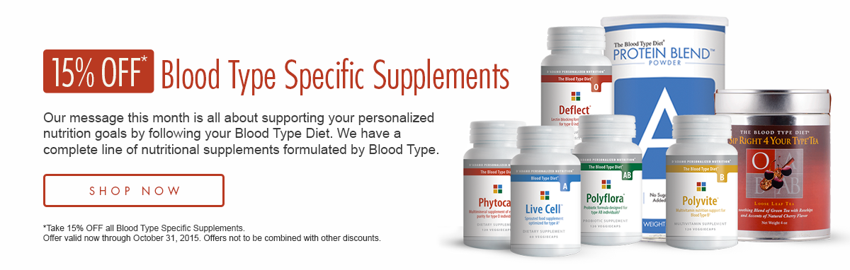 15% OFF Blood Type Specific Supplements