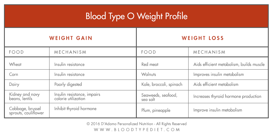 blood type o weight loss diet plan