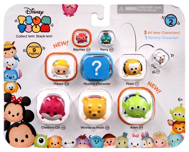 Disney Tsum Tsum Series 2 Baymax, Perry, Olaf, Happy, Pluto, Cheshire
