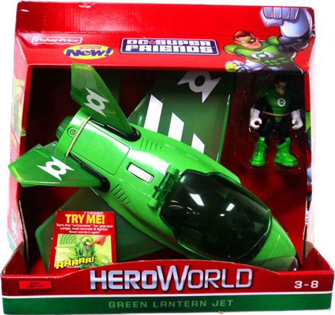 Fisher Price DC Super Friends Hero World Green Lantern Jet Action Figure Vehicle