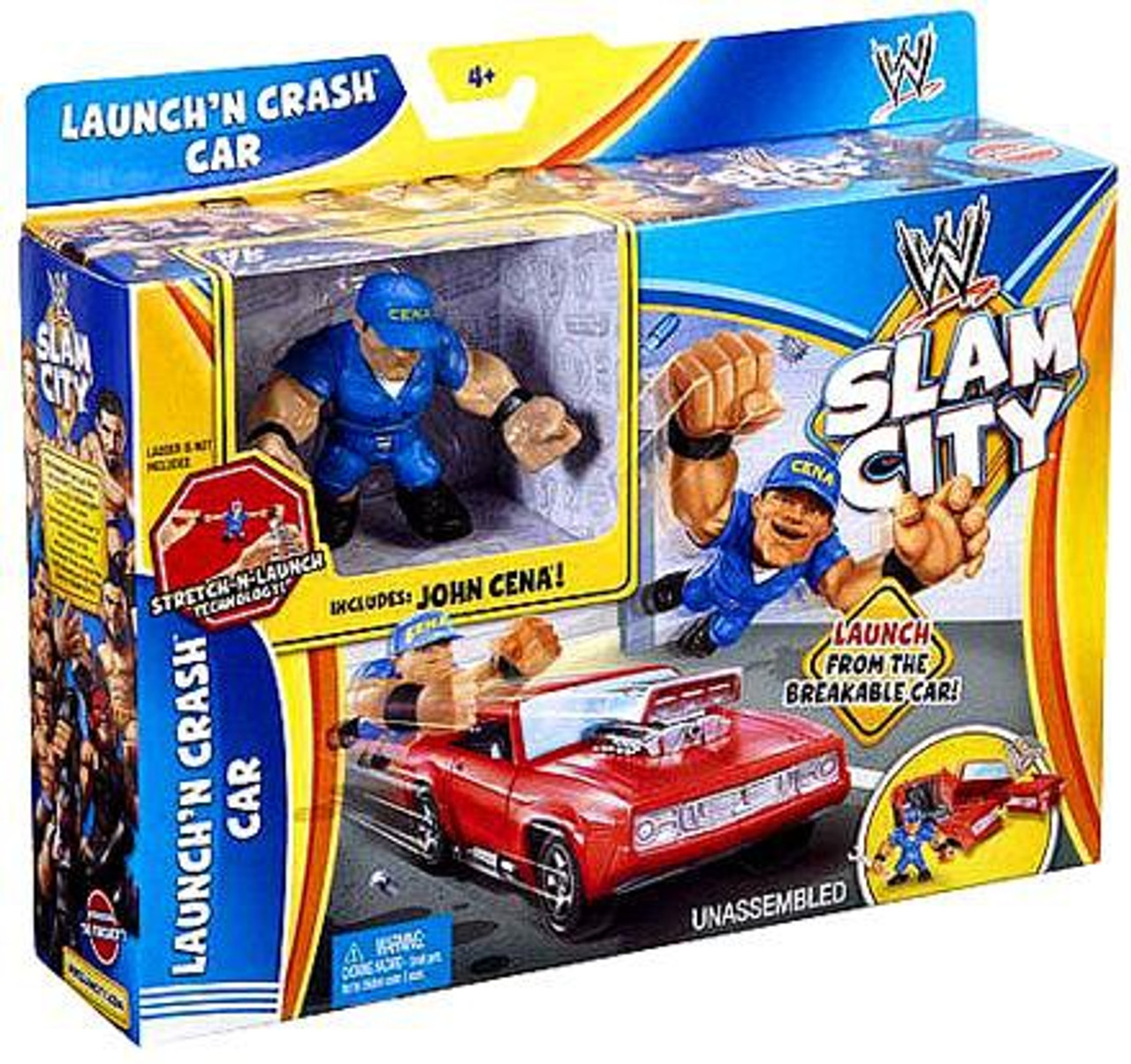 WWE Wrestling Slam City Launch'N Crash Car Mini Figure Playset