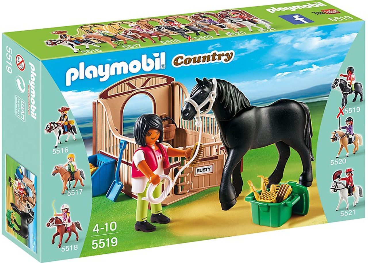 Playmobil Country Black Stallion with Stall Set 5519 ToyWiz